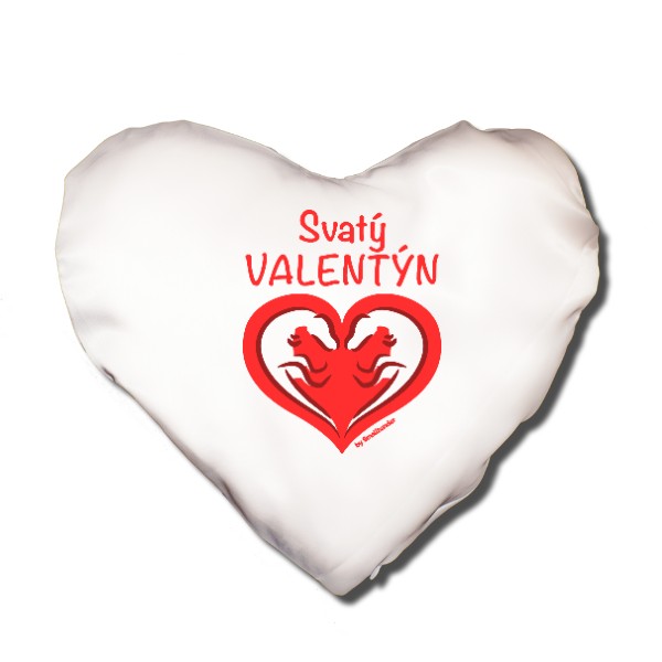 Polštář SRDCE s potiskem Svatý Valentýn s dinosaury
